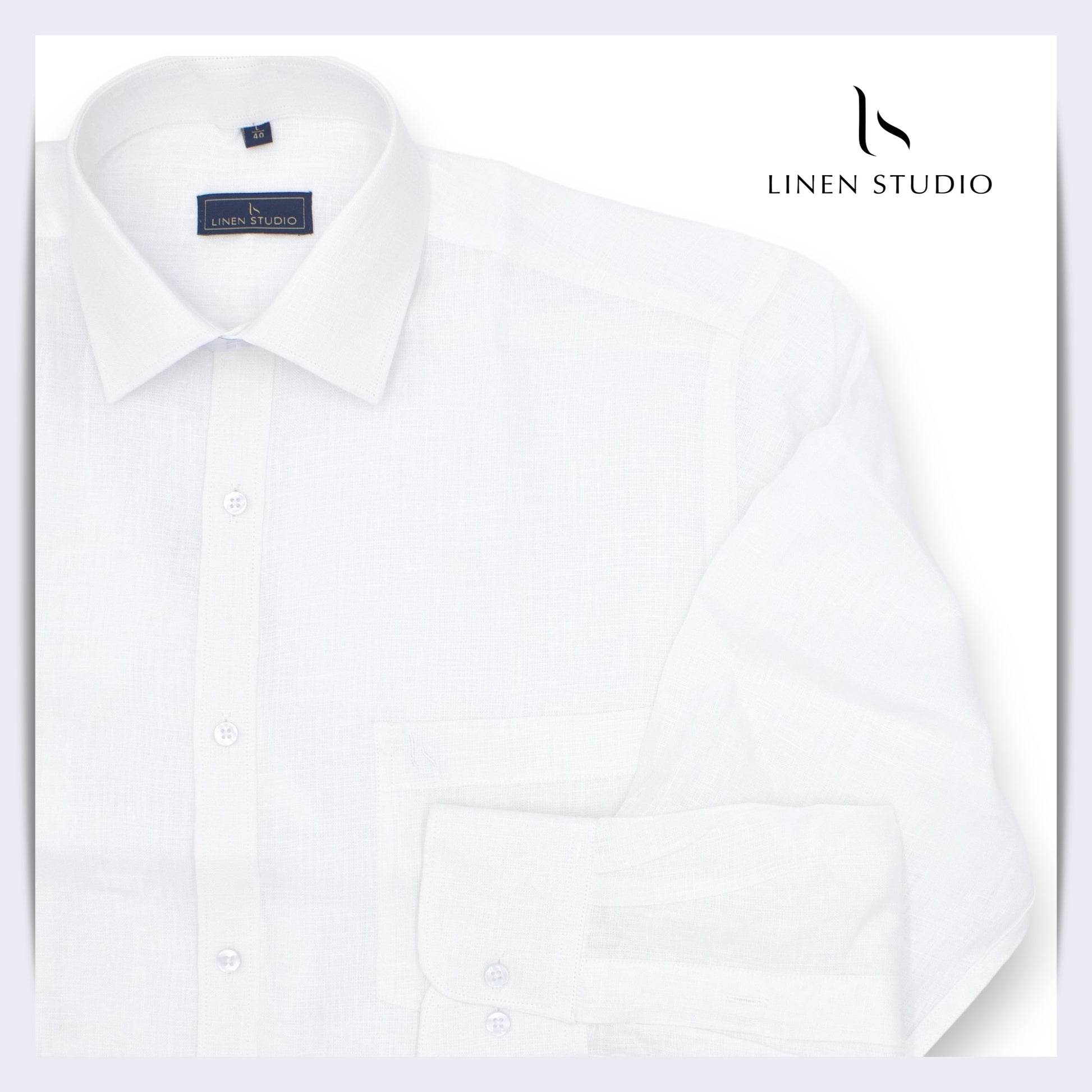 40 Lea White Readymade Pure Linen Shirt - Linen Studio