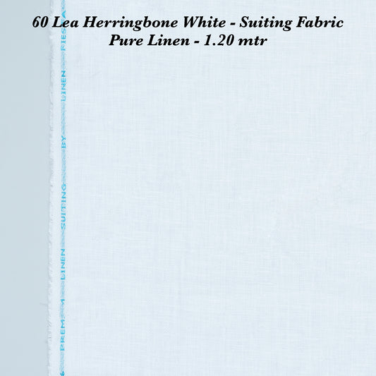 1.20 mtr Herringbone White Linen Suiting - END BIT (15%) - Linen Studio
