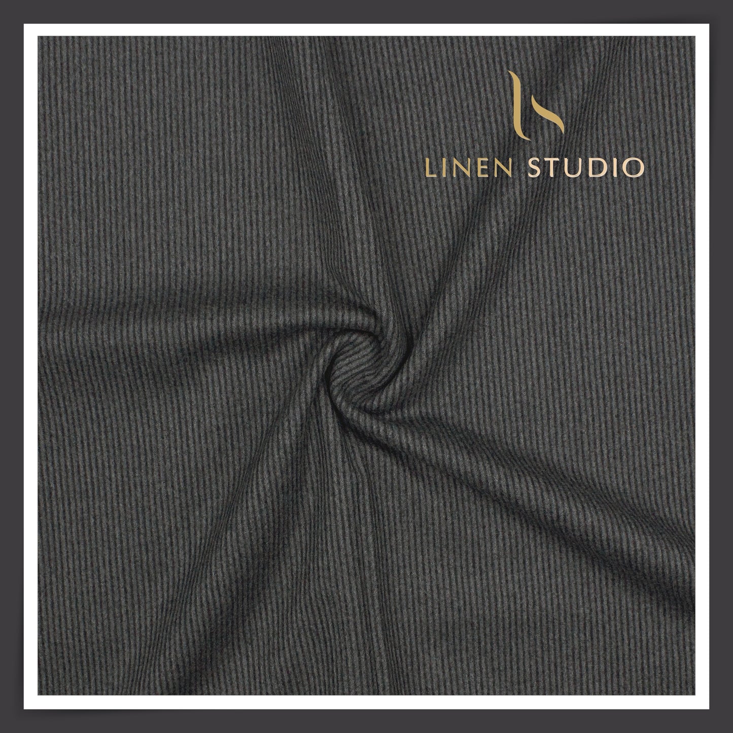 1.00 MTR SUITING END BIT - 100% PURE FLANNEL 130'S WOOL BY VERCELLI - (GREY WITH BLACK THIN STRIPES) (FLAT RATE)