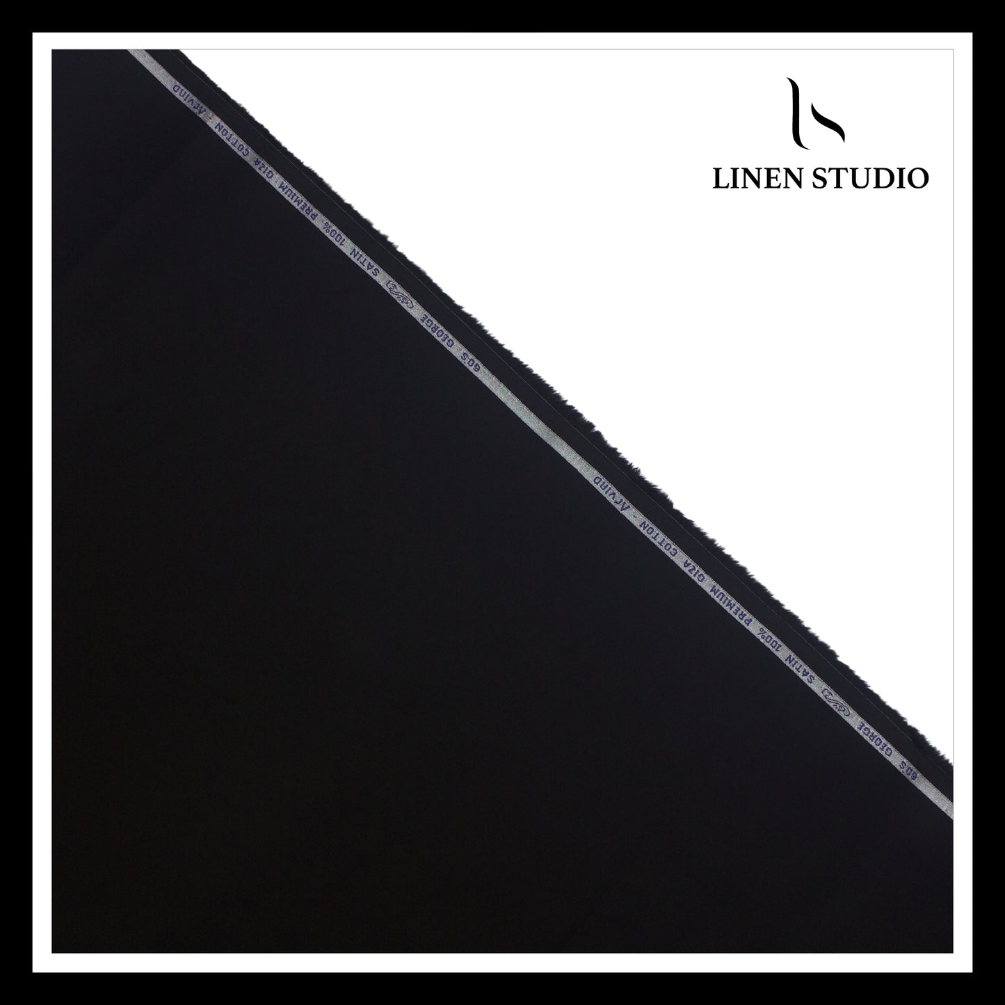 Arvind Jet Black 60's Satin - 100% Premium Cotton Shirting - Linen Studio