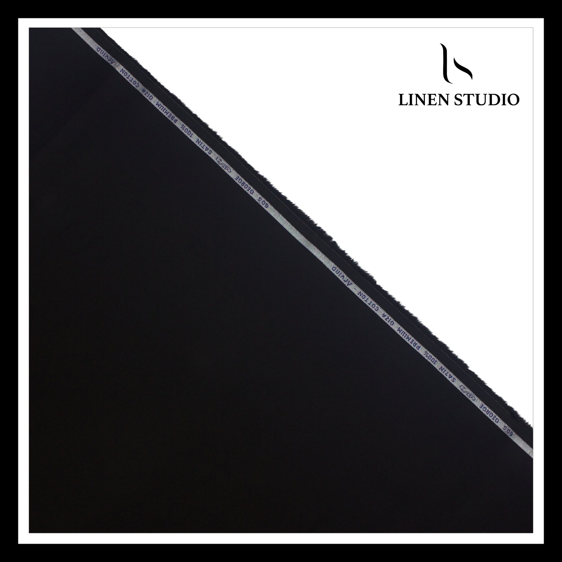 Arvind Jet Black 60's Satin - 100% Premium Cotton Shirting - Linen Studio