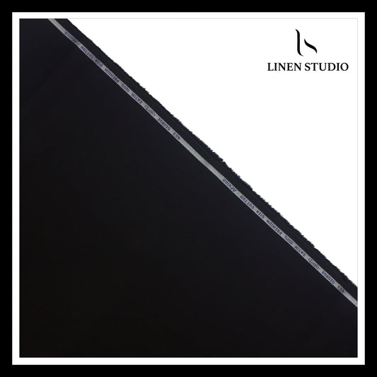 Arvind Jet Black 60's Satin - 100% Premium Cotton Shirting - Linen Studio
