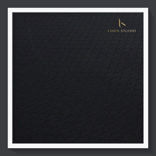 Luthai Diamond Textured Supima Cotton - Jet Black (Zoom in) (Fastest Selling)