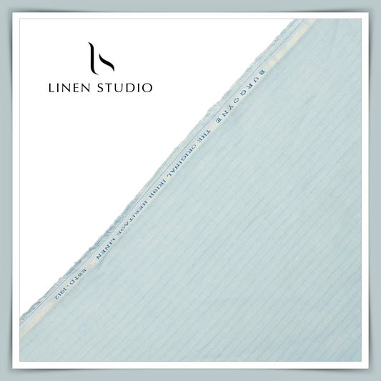 1.10 MTR SHIRTING - PURE LINEN 70 LEA SMALL SELF STRIPES BY BURGOYNE EB 105 (FLAT RATE)