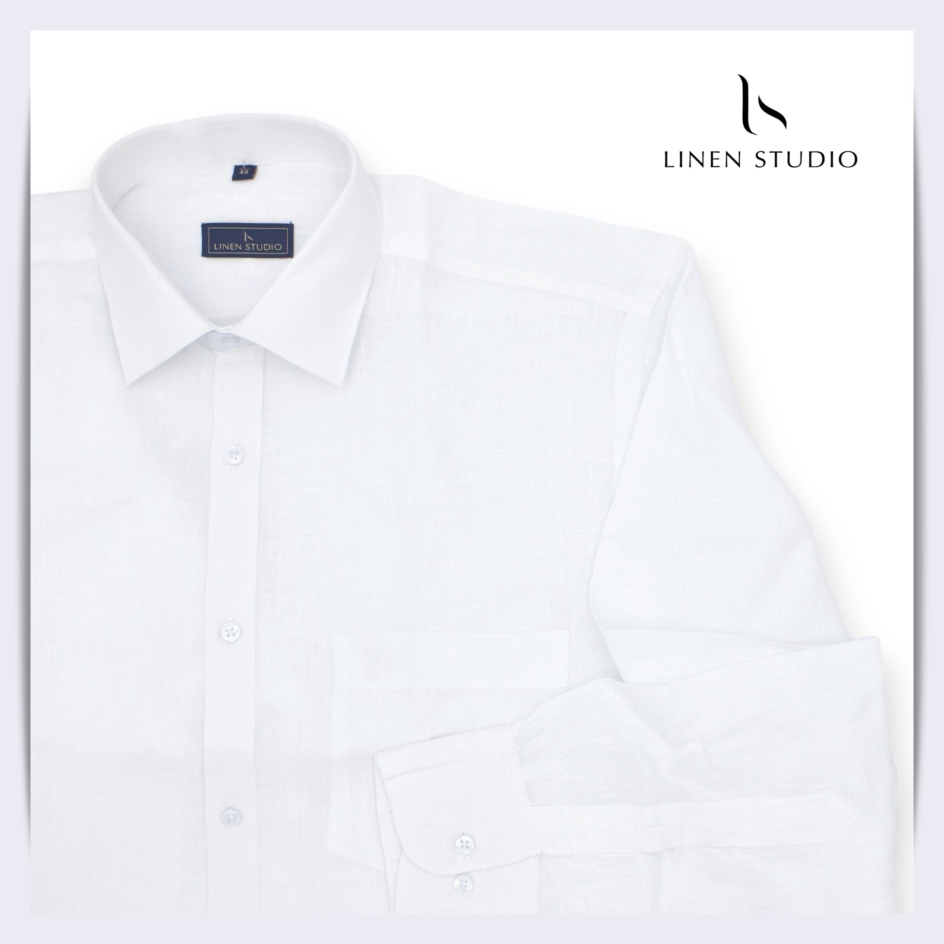 60 Lea White Readymade Pure Linen Shirt - Linen Studio
