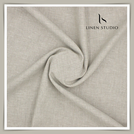60 Lea European Linen Shirting - Natural Pin Stripes