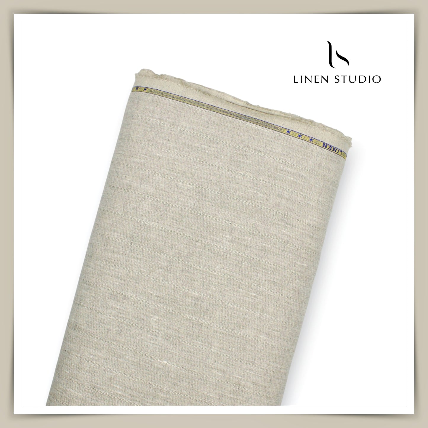 60 Lea European Linen Shirting - Natural Broad Stripes