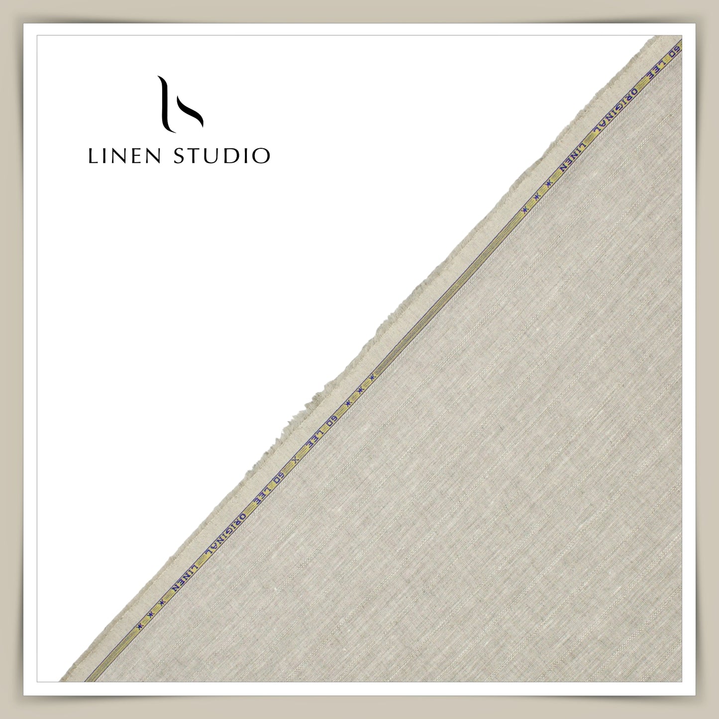 60 Lea European Linen Shirting - Natural Broad Stripes