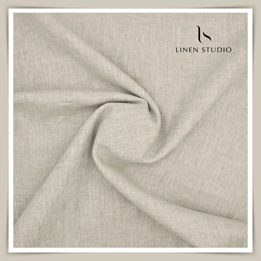 60 Lea European Linen Shirting - Natural Broad Stripes