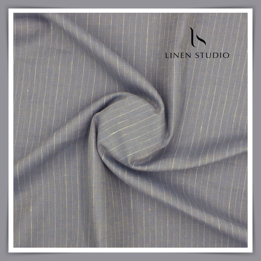 60 Lea European Linen Shirting - Shaded Grey Stripes