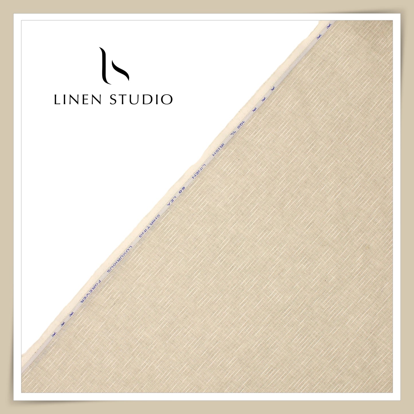 60 Lea Pure European Linen Shirting - Natural & White Fancy Stripes (NEW) (Limited Stock)
