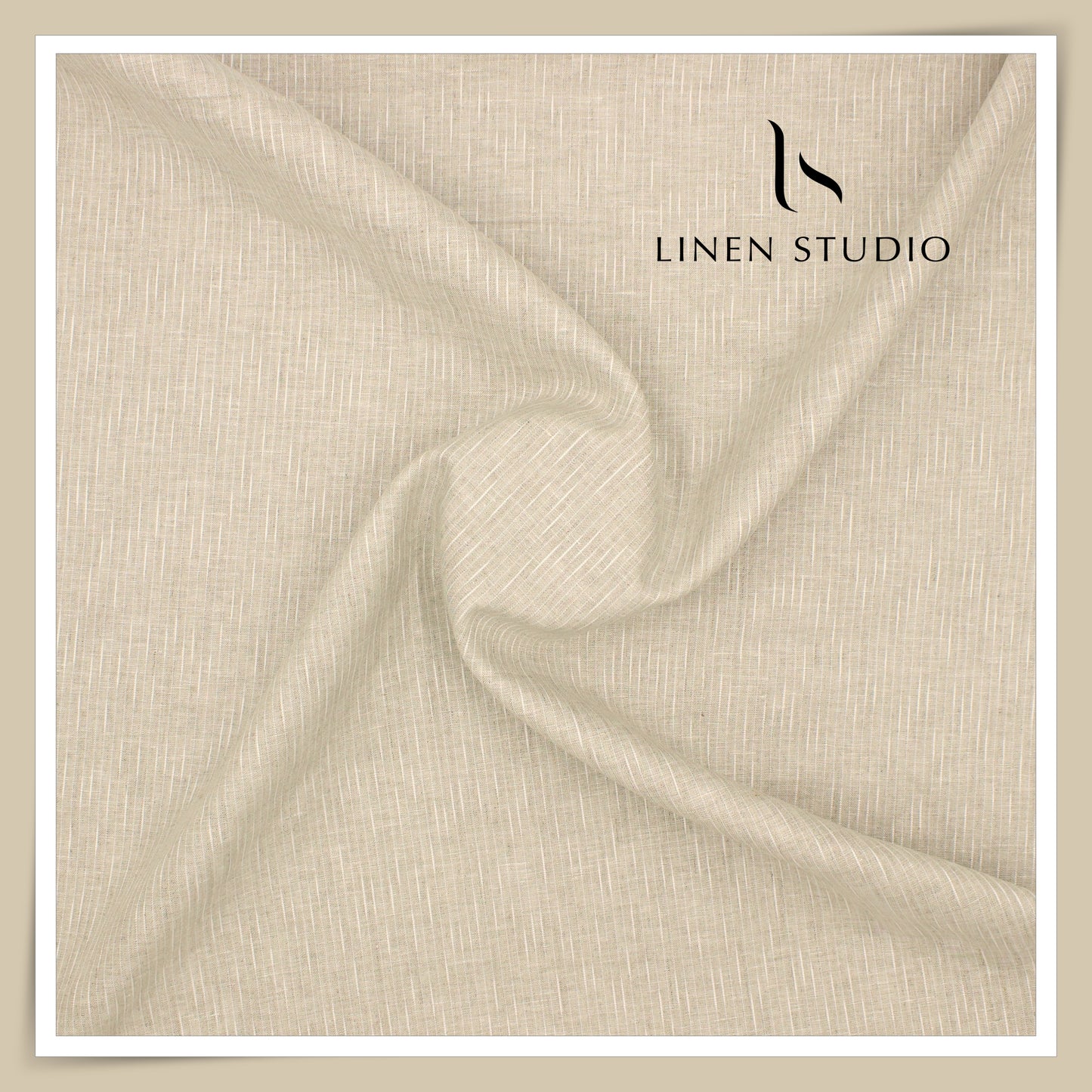 60 Lea Pure European Linen Shirting - Natural & White Fancy Stripes (NEW) (Limited Stock)