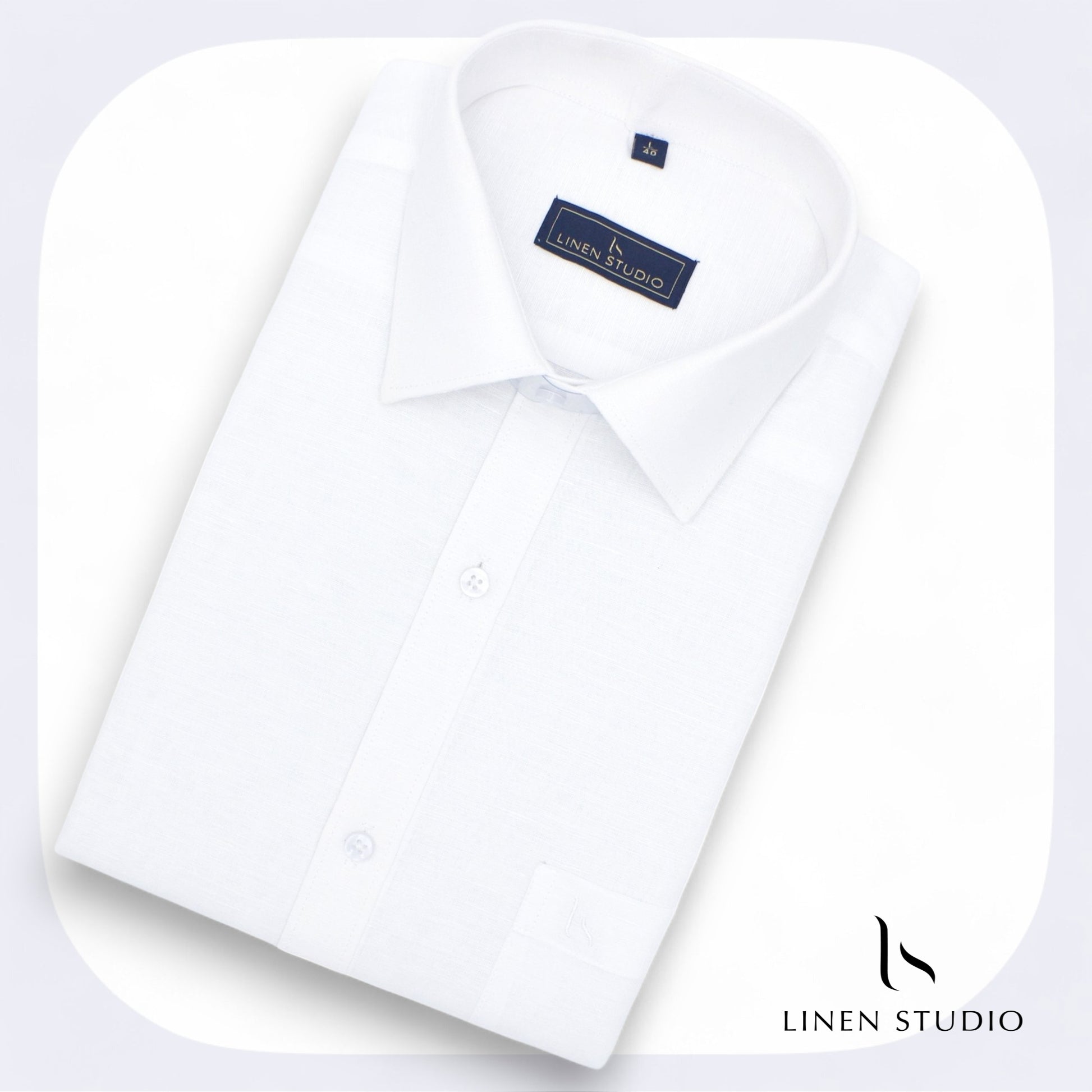 65/35 White Linen Cotton White Readymade Shirt - Linen Studio