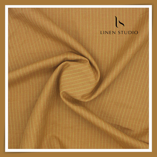 70 Lea European Linen Shirting - Golden Orange Stripes