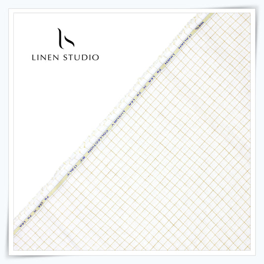 70 Lea European Linen Shirting - White Checks
