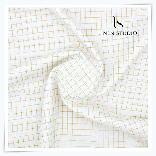 70 Lea European Linen Shirting - White Checks