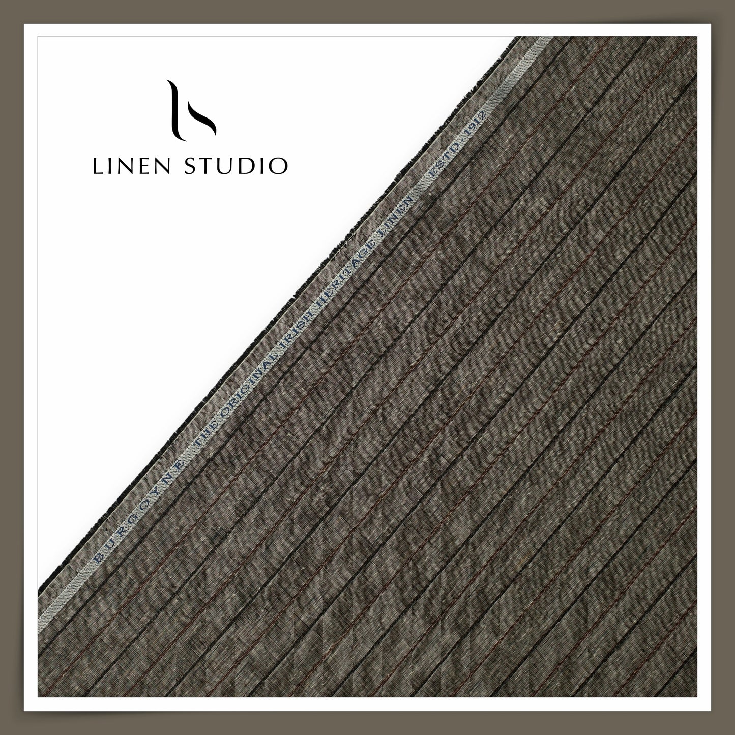 1.00 MTR SHIRTING - PURE LINEN 60 LEA STRIPES BY BURGOYNE EB 108 (FLAT RATE)