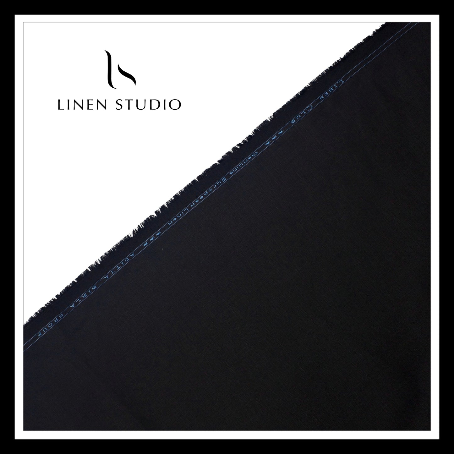 80 CMS SHIRTING - PURE LINEN 50 LEA PLAIN BLACK BY LINEN CLUB  109 (FLAT RATE)