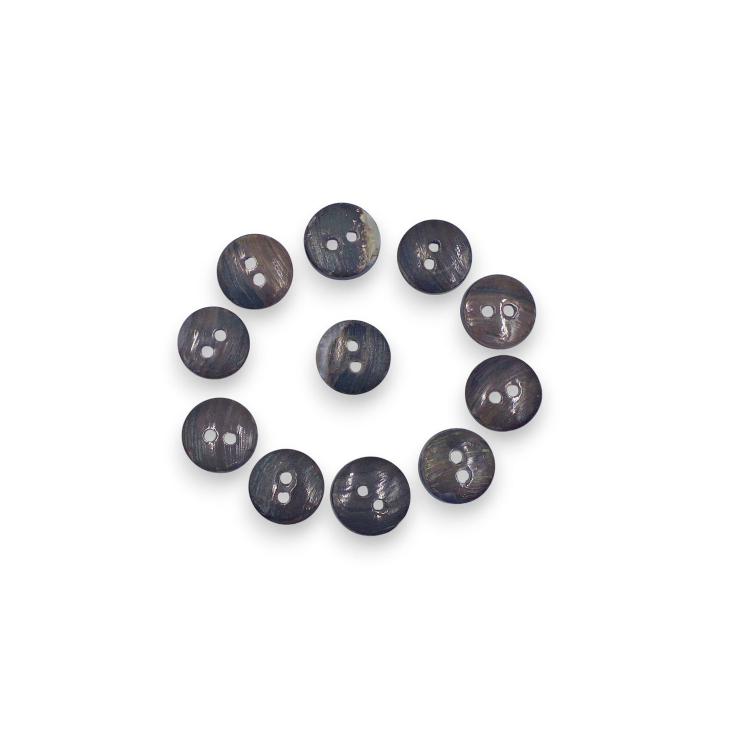 Round Rimless 2 Hole Mother Of Pearl Fancy Shirt Buttons With Purplish Grey Undertone (NEW)