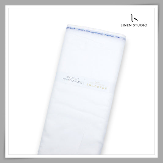 150 Lea x 150 Lea White Plain Shirting by Burgoyne Ireland - ZEUS (Highest Quality) (NEW)