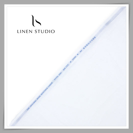 150 Lea x 150 Lea White Plain Shirting by Burgoyne Ireland - Zeus (Highest Quality) (NEW)