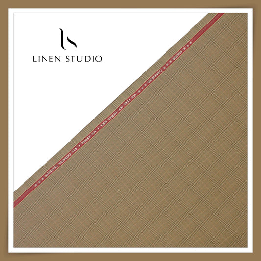 Raymond Expressions 100's Merino Wool Suiting - Classic Tobacco Checks (NEW) (Last Few Mtrs)