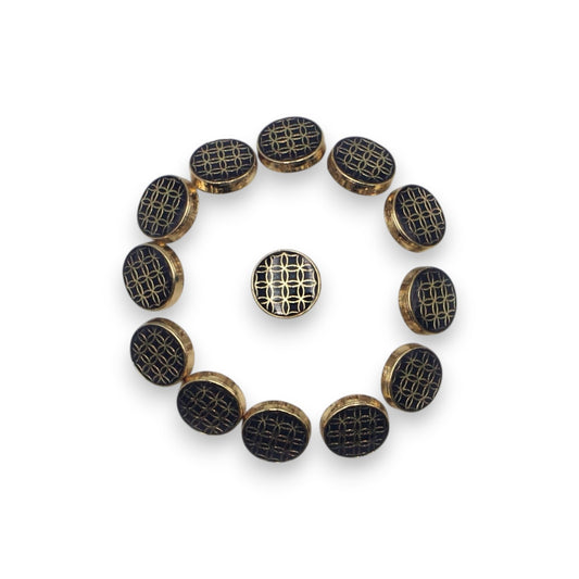 Textured Dark Blue Enamel Designer Metal Buttons - DARK BLACK