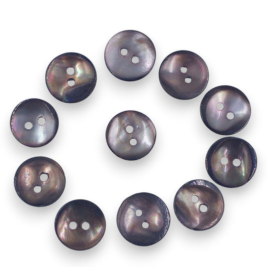 Round Rimless 2 Hole Mother Of Pearl Fancy Shirt Buttons With Purplish Grey Undertone (NEW)