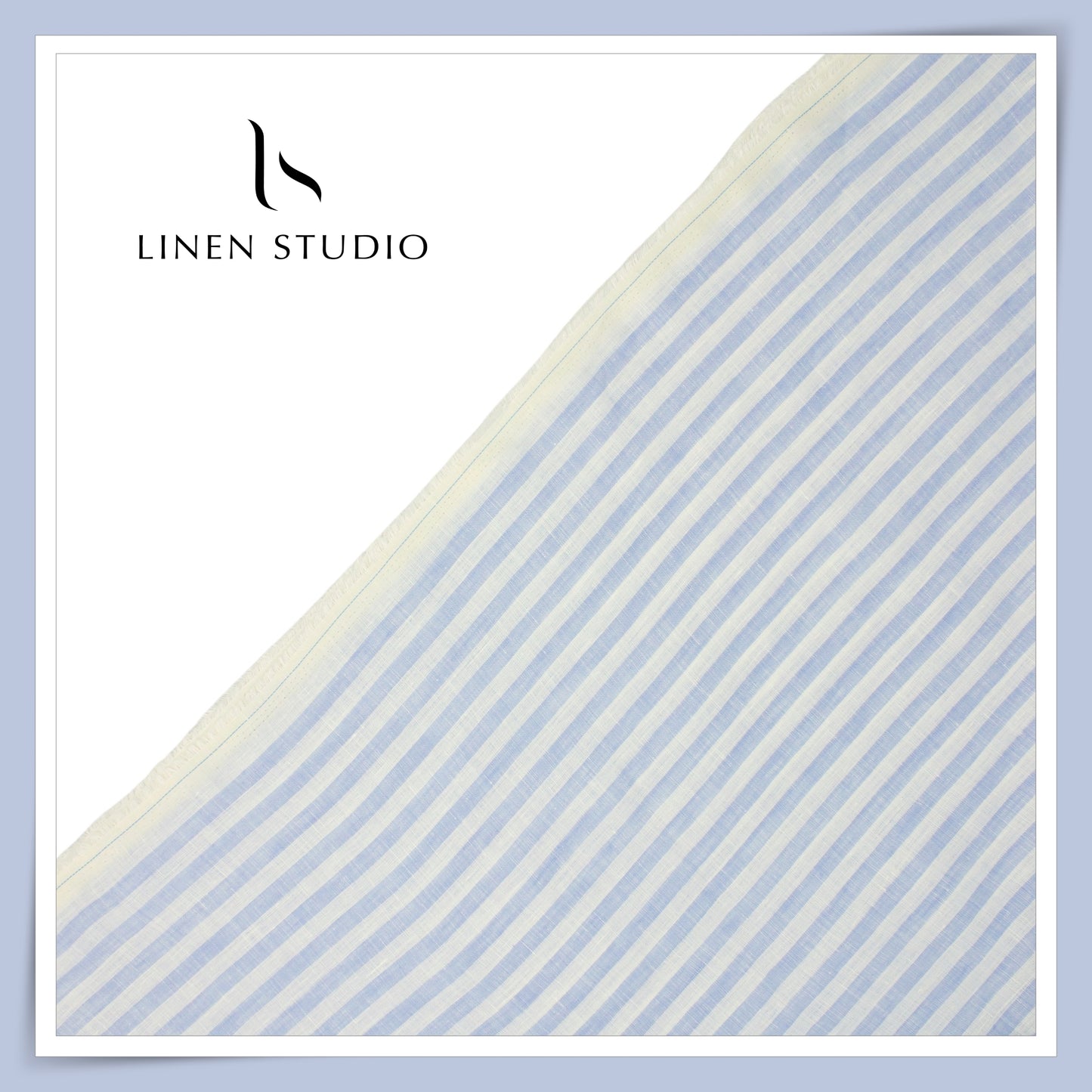 Linen Club 60 Lea Pure Linen Shirting W/O SEL - Blue & White Stripes (30% SALE) (NEW)