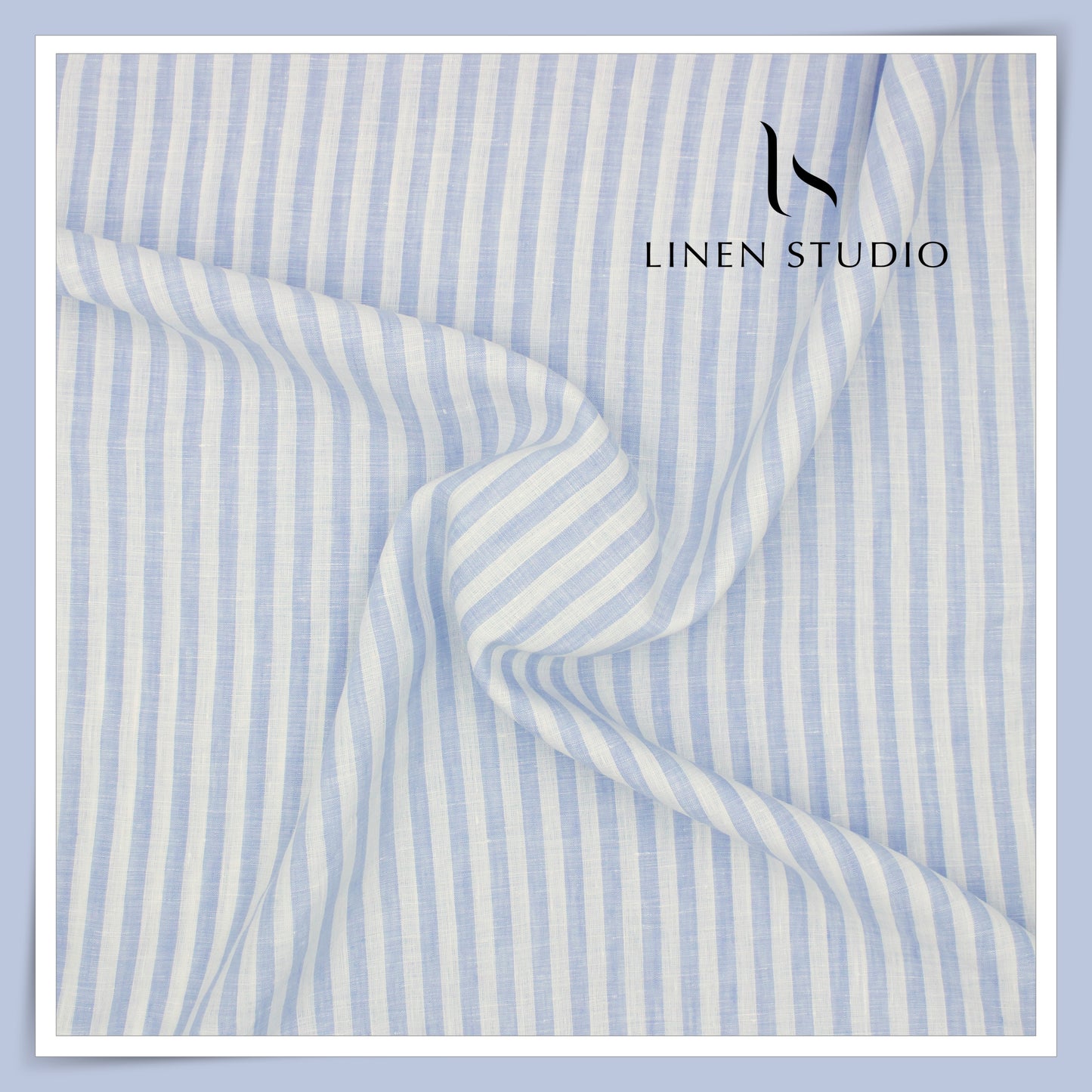 Linen Club 60 Lea Pure Linen Shirting W/O SEL - Blue & White Stripes (30% SALE) (NEW)