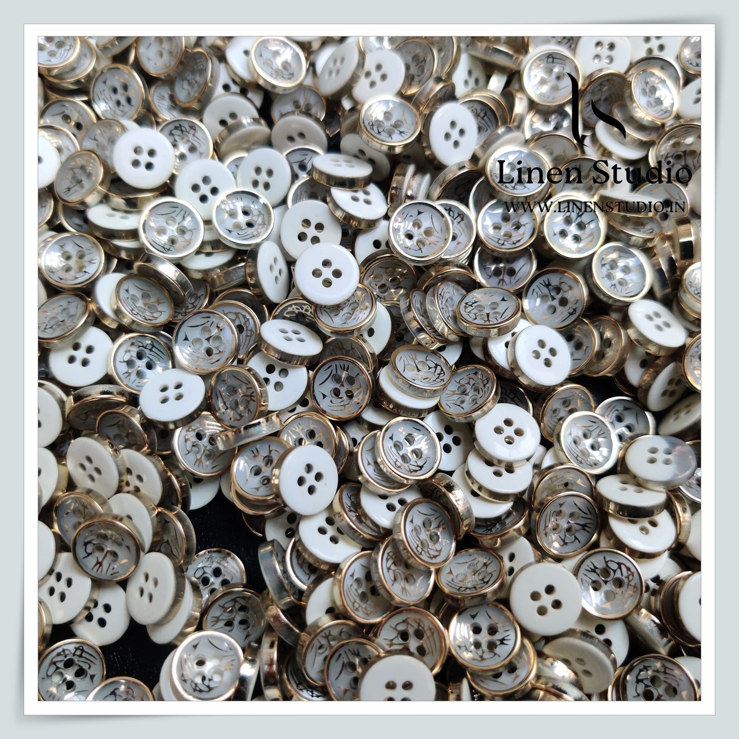 Round Rim 4 Hole Fashion Shirt Buttons - ABS 16L