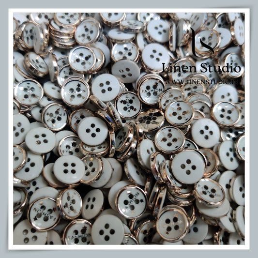 Round Rim 4 Hole Fashion Shirt Buttons - ABS SG040 18L