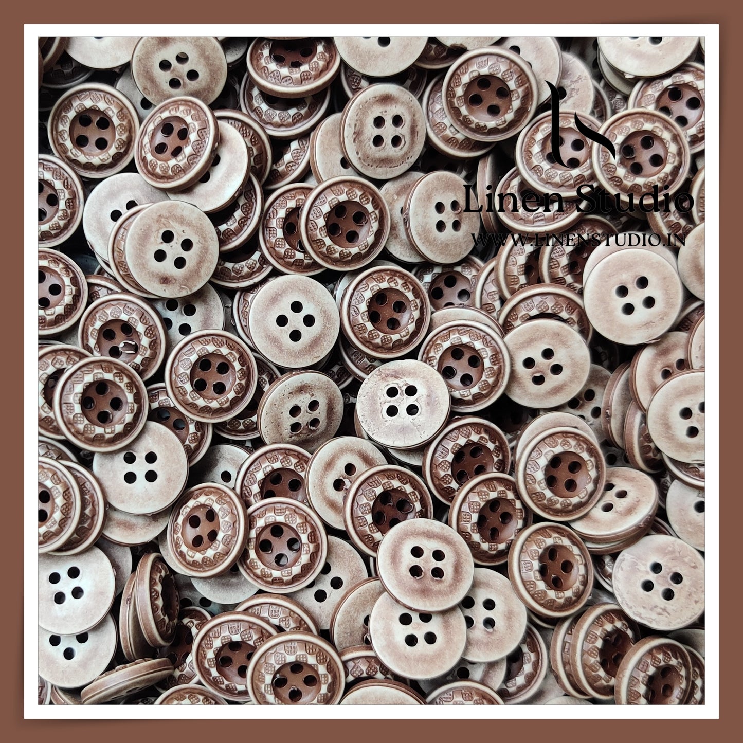 Round Rim 4 Hole Wood Imitation Shirt Buttons - ABS SG050 18L