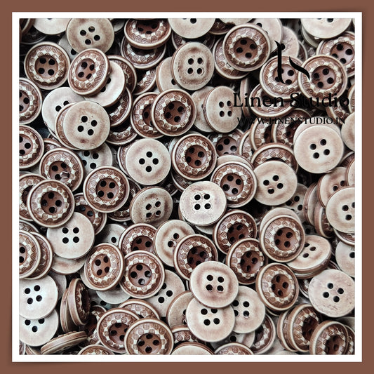 Round Rim 4 Hole Wood Imitation Shirt Buttons - ABS SG050 18L