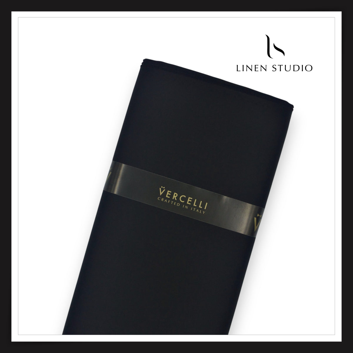Vercelli Italy 100% Acetate Fluid Suiting - Carbon Black (NEW)