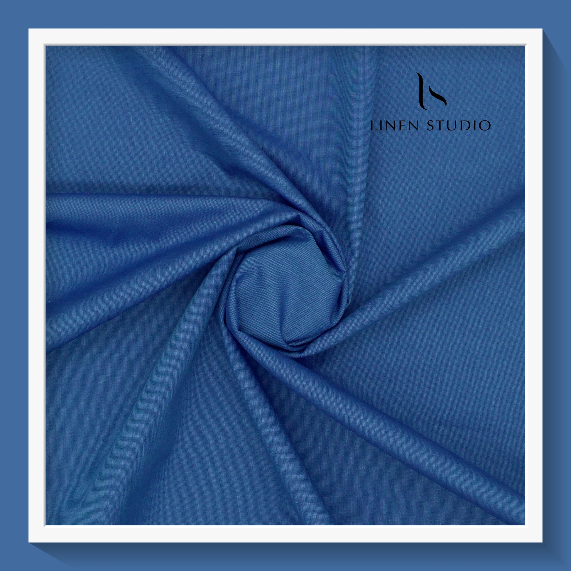 Ashima 60's count Plain Weave - Peacock Blue - Linen Studio