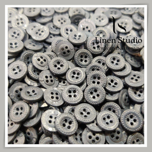 Round Rim 4 Hole Metal Shirt Buttons - Aluminium 16L 10g