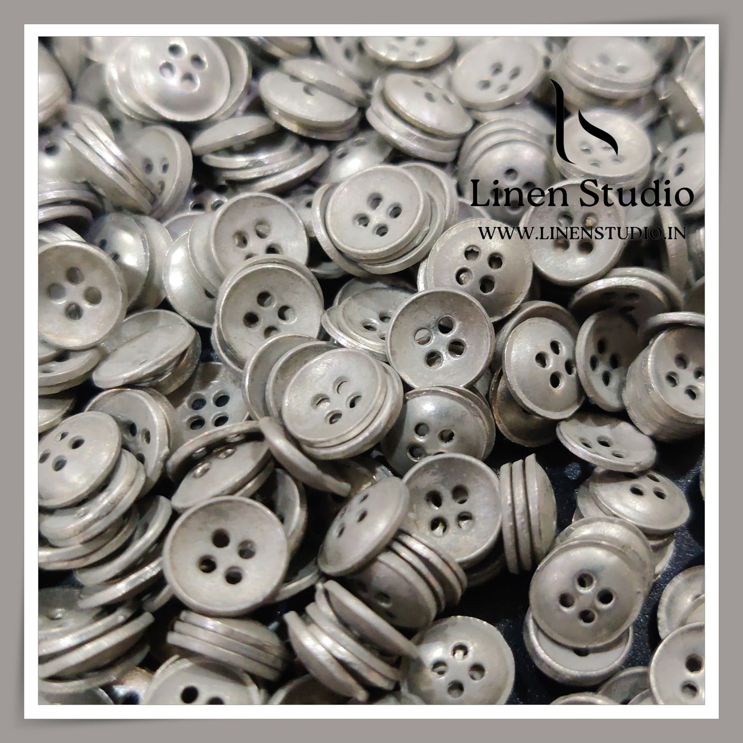 Round Rim 4 Hole Metal Shirt Buttons - Aluminium 16L 23g LF