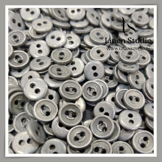 Round Rim 2 Hole Metal Shirt Buttons - Aluminium 16L 4g