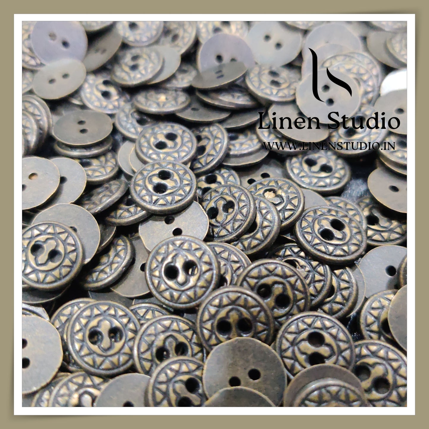 Round Rim 2 Hole Metal Shirt Buttons - Antique Brass 20L 5g LF