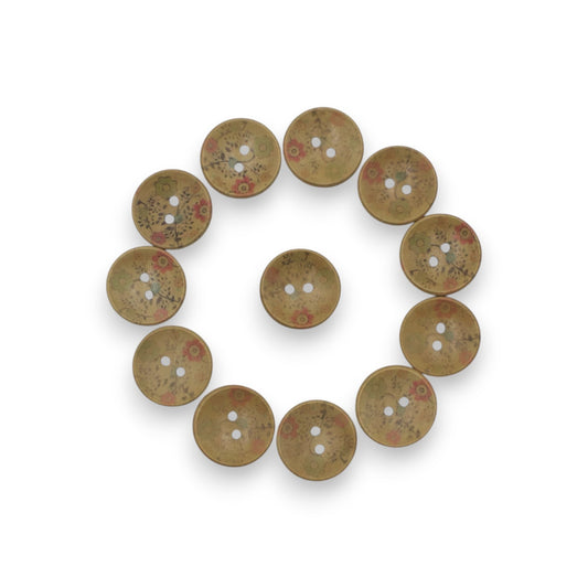Fancy 2 Hole Floral Printed Shirt Buttons in Big Size 20MM