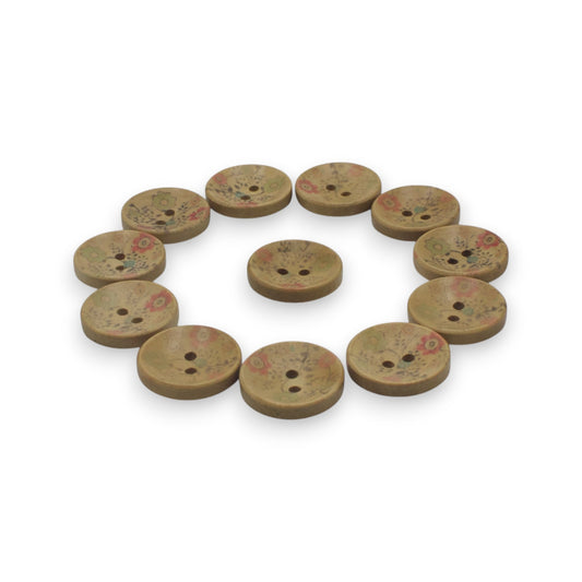 Fancy 2 Hole Floral Printed Shirt Buttons in Big Size 20MM