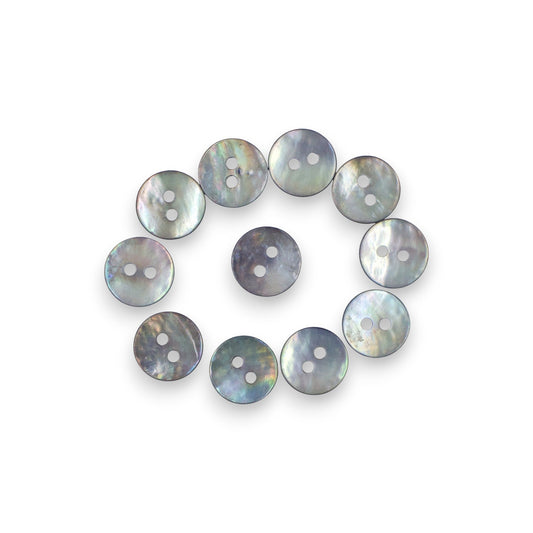 Round Rimless 2 Hole Mother Of Pearl Fancy Shirt Buttons With Brown Undertone (NEW)