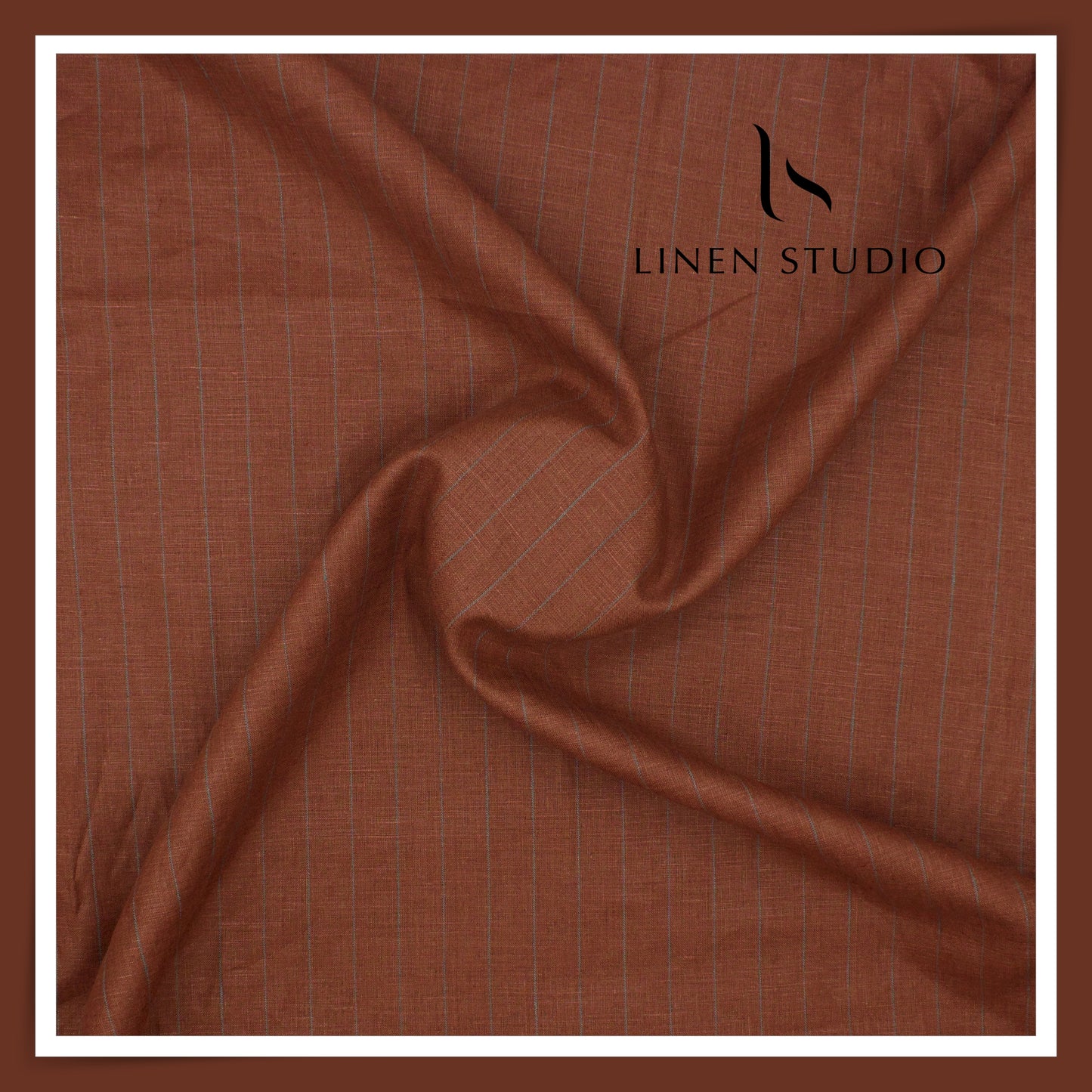 Linen Club 60 Lea Pure Linen Shirting W/O SEL - Nutmeg Stripes (30% SALE) (NEW)