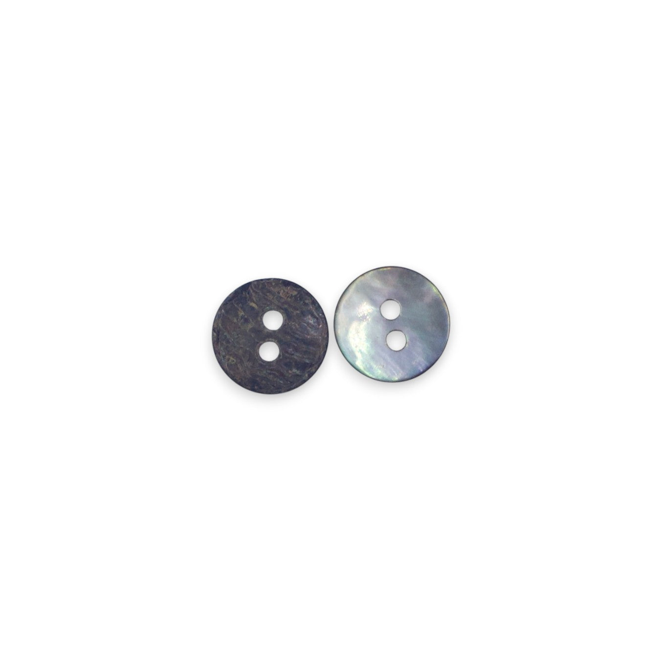 Round Rimless 2 Hole Mother Of Pearl Fancy Shirt Buttons With Brown Undertone (NEW)