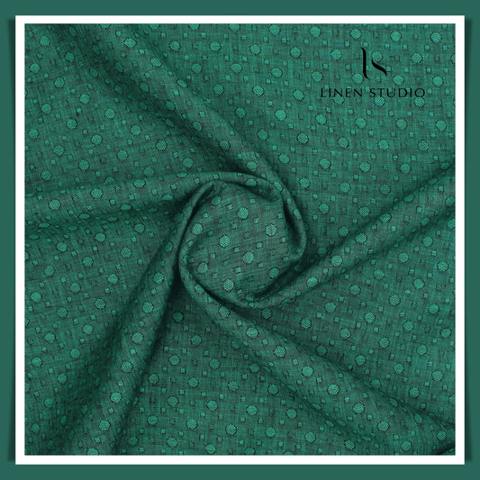 Pure French Linen Jacquard - Emerald Green