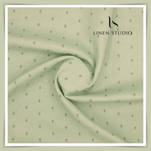Burgoyne 60 Lea Twill Premium Linen Digital Print - Pastel Green