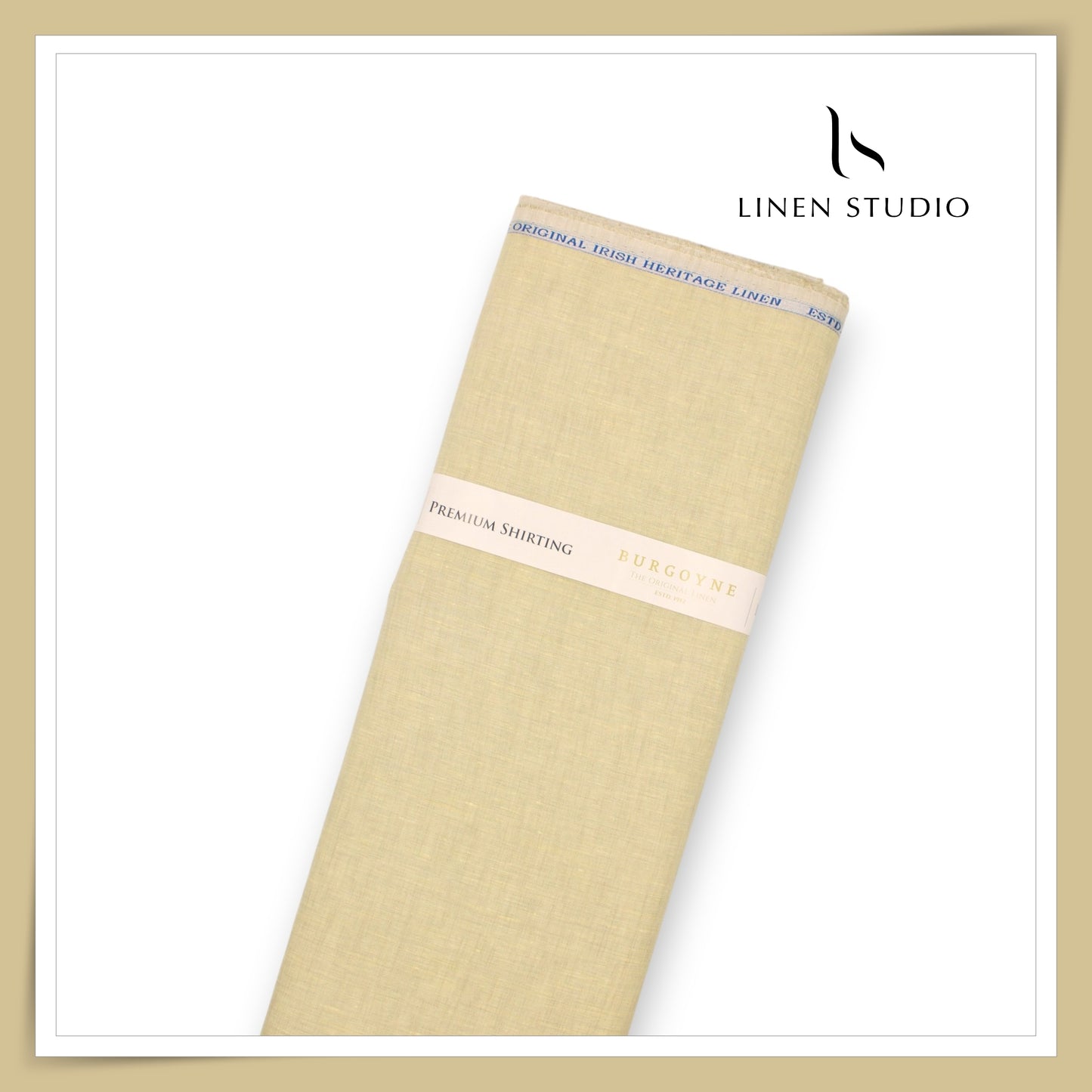 100 LEA PREMIUM Linen Plain Shirting by Burgoyne - Pastel Gold (NEW)