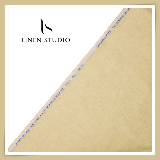 100 LEA PREMIUM Linen Plain Shirting by Burgoyne - Pastel Gold (NEW)