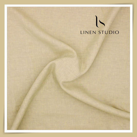 100 LEA PREMIUM Linen Plain Shirting by Burgoyne - Pastel Gold (NEW)